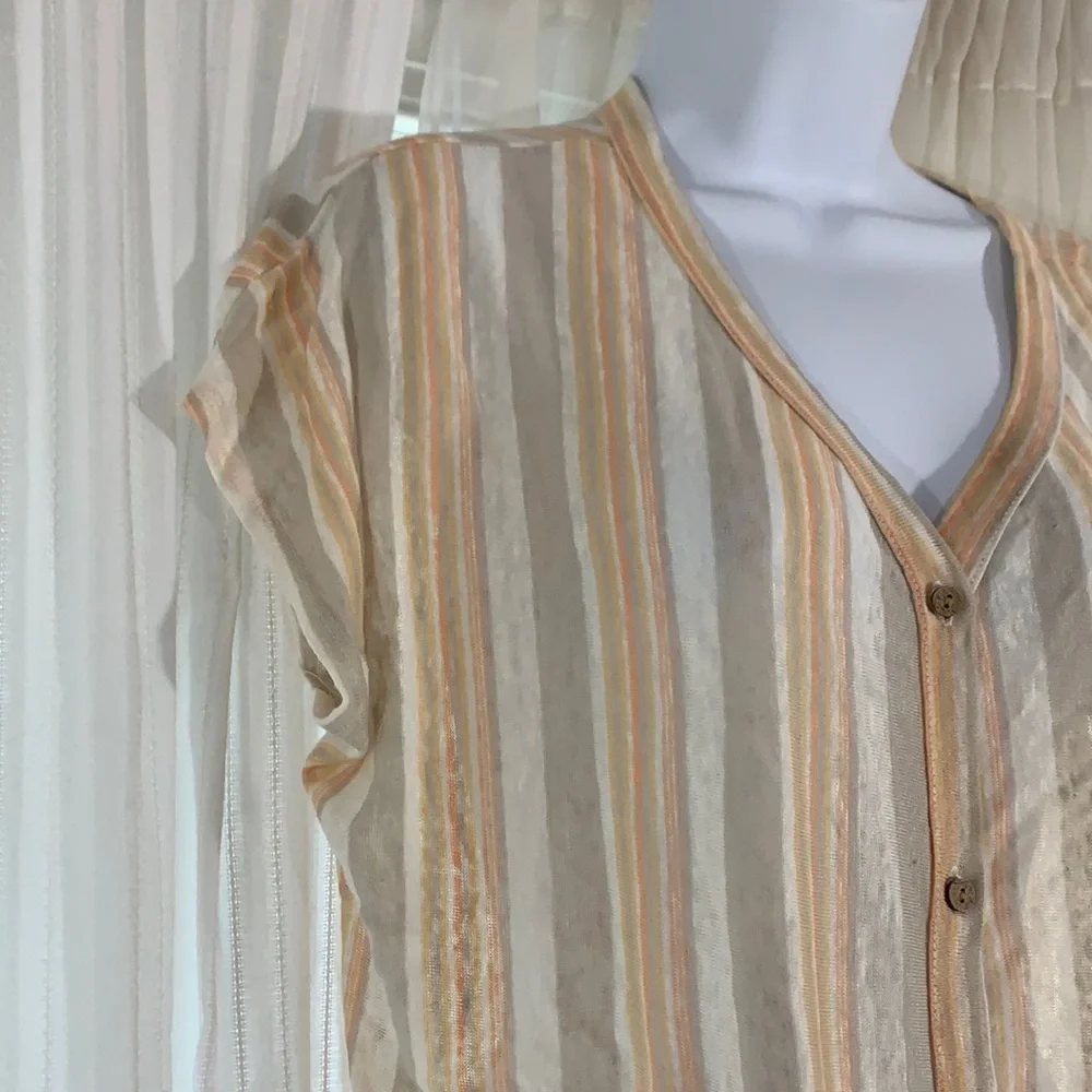 100% Linen Rachel Zoe Tie Front Top Large - Picture 5 of 6